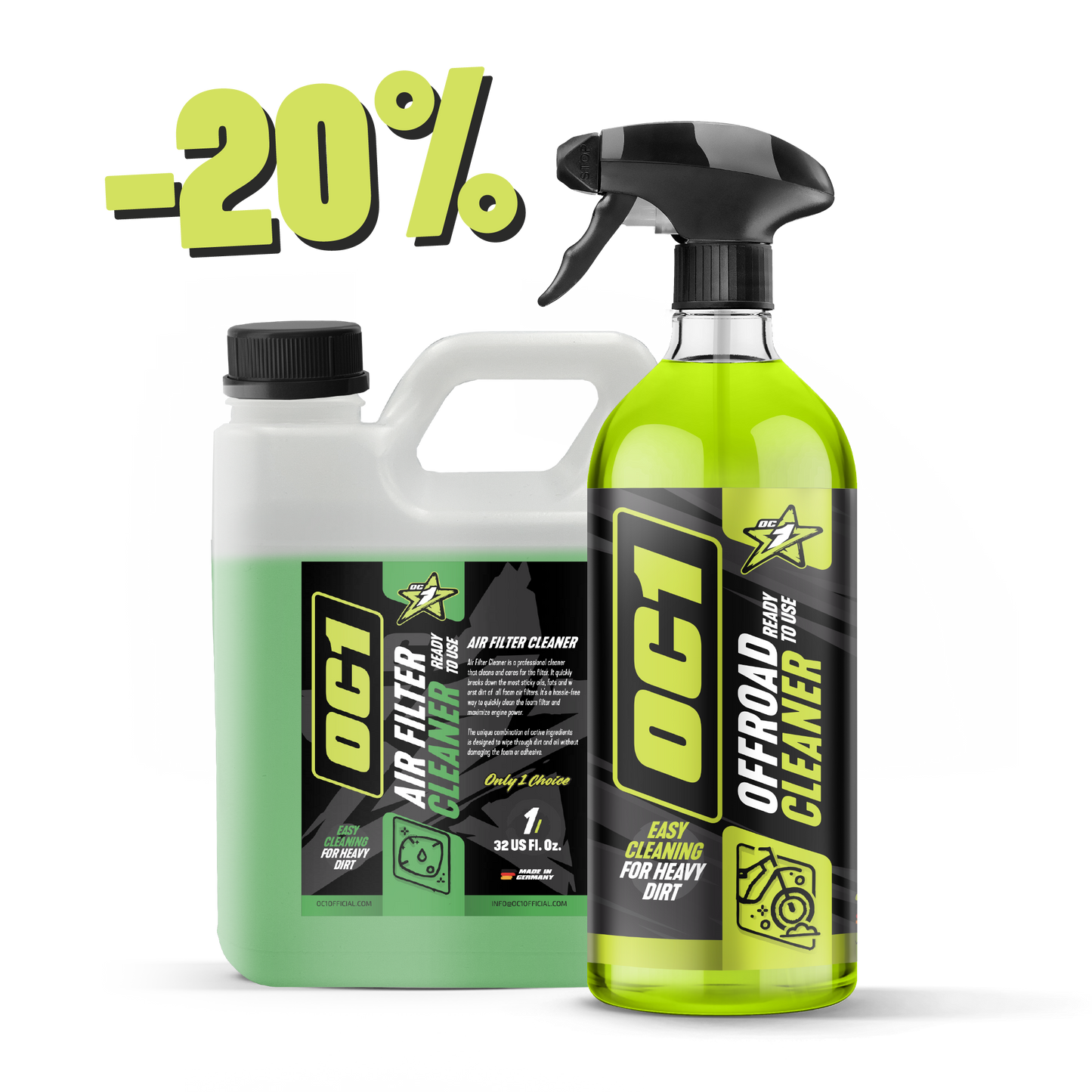 Płyn do mycia motocykli Offroad 0,95l + Płyn do mycia filtrów 1l