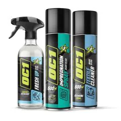 Zestaw OC1 do odzieży motocyklowej - Fresh Up, Impregnation Spray, Textile Cleaner